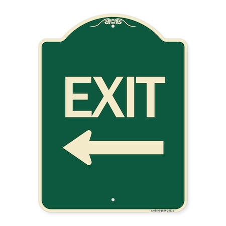 Exit With Left Arrow Heavy-Gauge Aluminum Architectural Sign